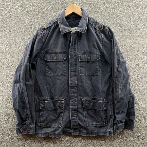 Fossil Navy Blue Army Chore Coat Sport Jacket Button Pockets Size Medium - Picture 1 of 4